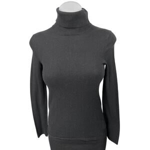 Aritzia Babaton Black Wool Linen Knit Long Sleeve Turtleneck Sweater Top Size S